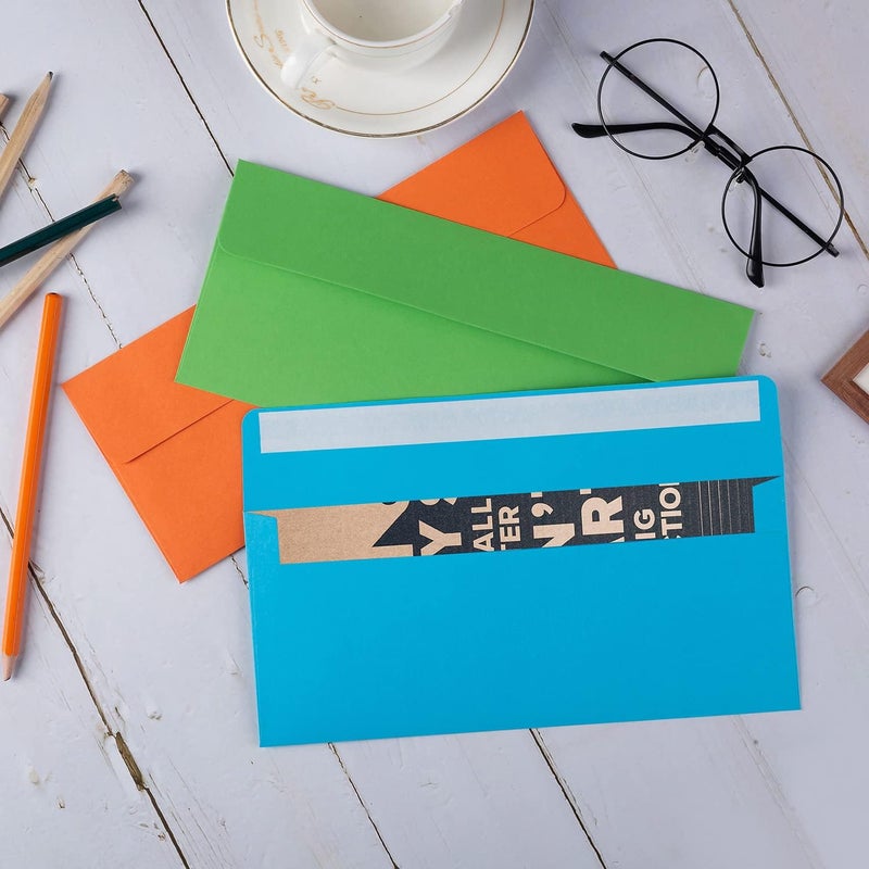 Wishop 200 Pack Colorful #10 Business Envelopes Self Seal Standard Envelopes for Office Checks, Business, Letter Mailing Invoices, 4.13 x 9.49 Inches (200) - Image 5